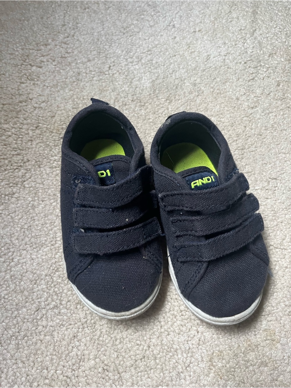 Toddler Sneakers Navy Blue Velcro Size 5 And 1